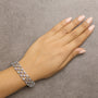 Pulsera de eslabones de celosía floral con zafiros rosas creados en laboratorio y diamantes en oro blanco de 14K, 7.25 pulg., foto 3