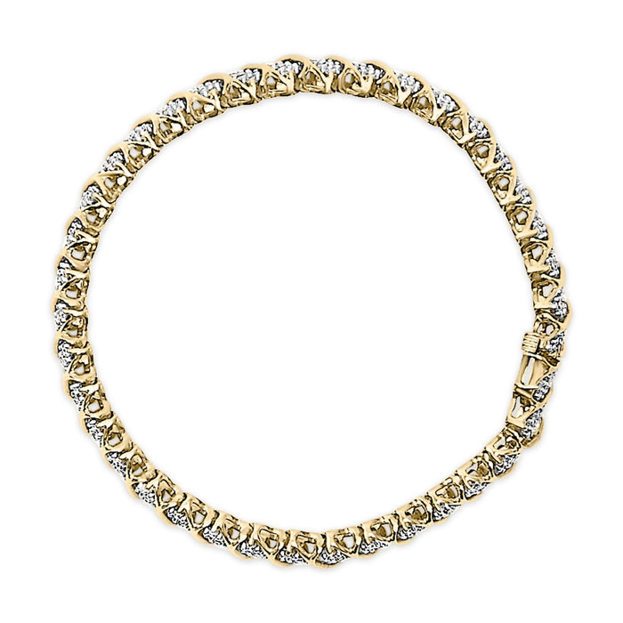 Pulsera de eslabones en S con diamantes de 3 ct. p.t. en oro amarillo de 10K, foto 4