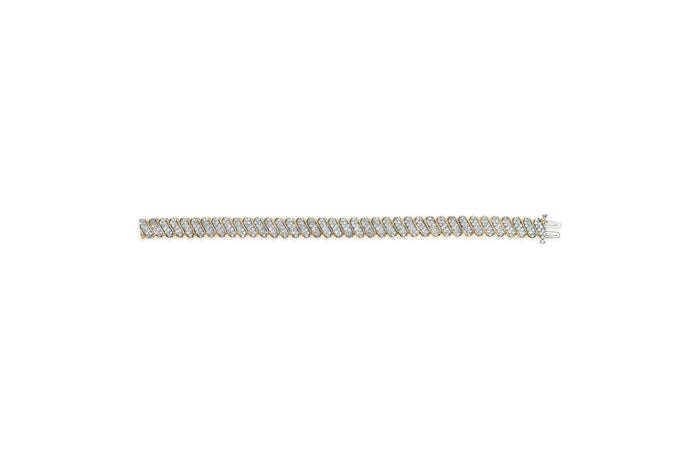 Pulsera de eslabones en S con diamantes de 3 ct. p.t. en oro amarillo de 10K, foto 5