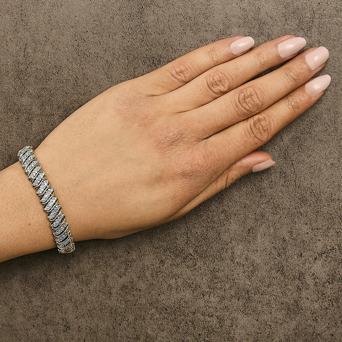 Pulsera de eslabones en S con diamantes de 3 ct. p.t. en oro amarillo de 10K, foto 3