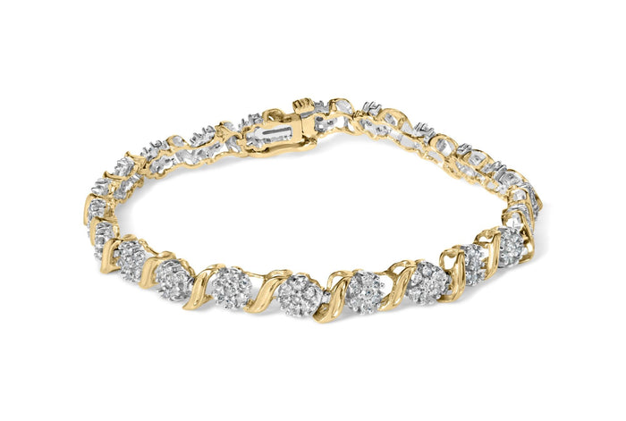 2 Ct. T.W. Round-Cut Diamond 'S' Cluster Bracelet in 10K Yellow Gold, photo 1