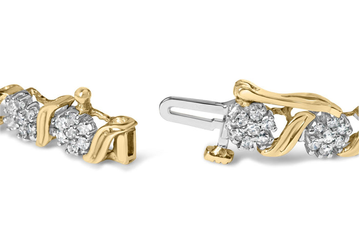 2 Ct. T.W. Round-Cut Diamond 'S' Cluster Bracelet in 10K Yellow Gold, photo 2
