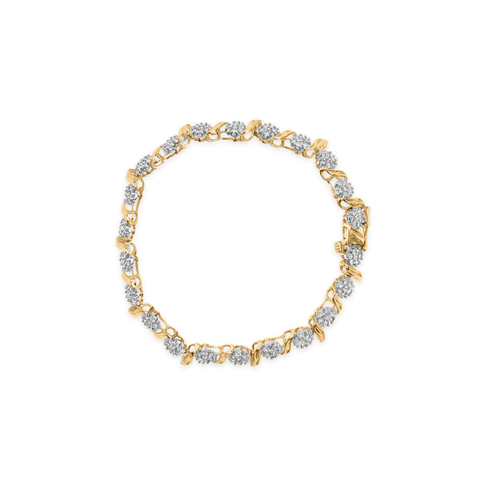 2 Ct. T.W. Round-Cut Diamond 'S' Cluster Bracelet in 10K Yellow Gold, photo 4