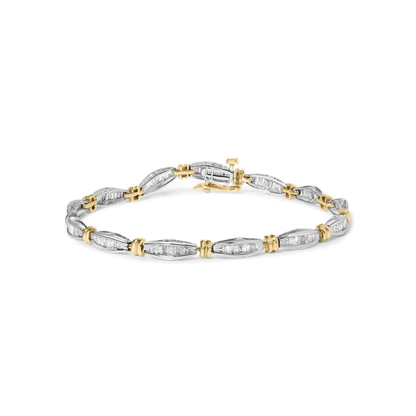2 Ct. T.W. Baguette Diamond Channel Link Bracelet in 10K Two-Tone Gold, photo 1