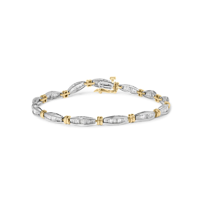 Pulsera de eslabones de canal con diamantes baguette de 2 ct. p.t. en oro de dos tonos de 10K, foto 1