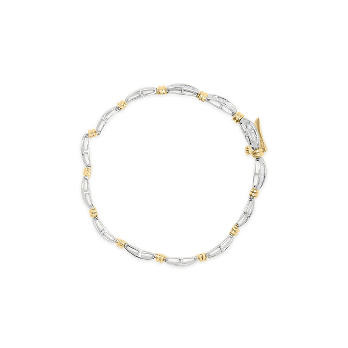 Pulsera de eslabones de canal con diamantes baguette de 2 ct. p.t. en oro de dos tonos de 10K, foto 4