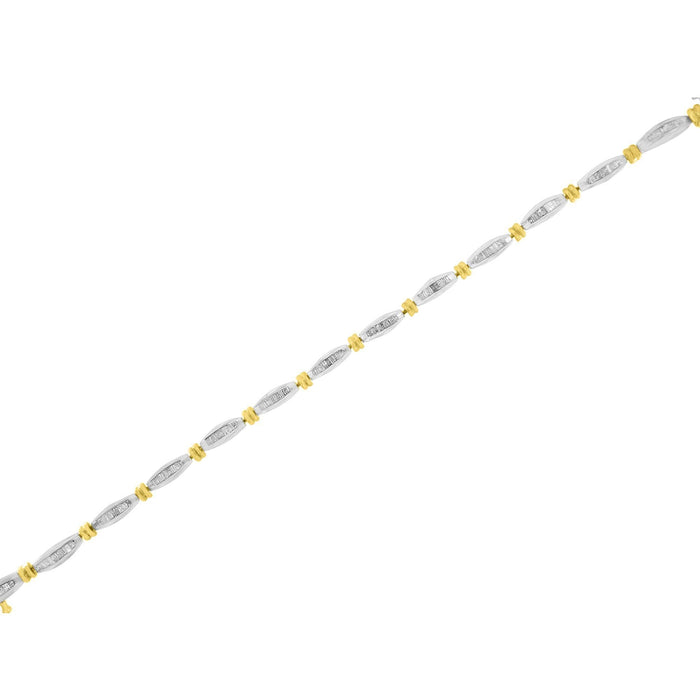Pulsera de eslabones de canal con diamantes baguette de 2 ct. p.t. en oro de dos tonos de 10K, foto 5