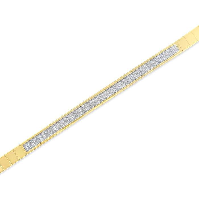 1 1/10 Ct. T.W. Princess and Baguette-Cut Diamond Alternating Stone Eternity Tennis Bracelet in 14K Yellow Gold, photo 5