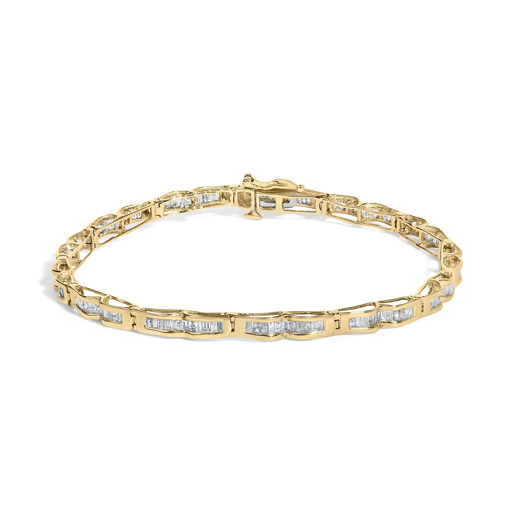 2 Ct. T.W. Baguette Diamond Channel-Set Link Bracelet in 10K Yellow Gold, photo 1