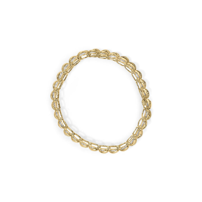 Pulsera de eslabones clásica con diamantes pavé de 4 ct. p.t. en oro amarillo de 10K, foto 4