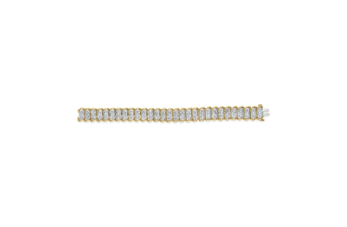 Pulsera de eslabones clásica con diamantes pavé de 4 ct. p.t. en oro amarillo de 10K, foto 5