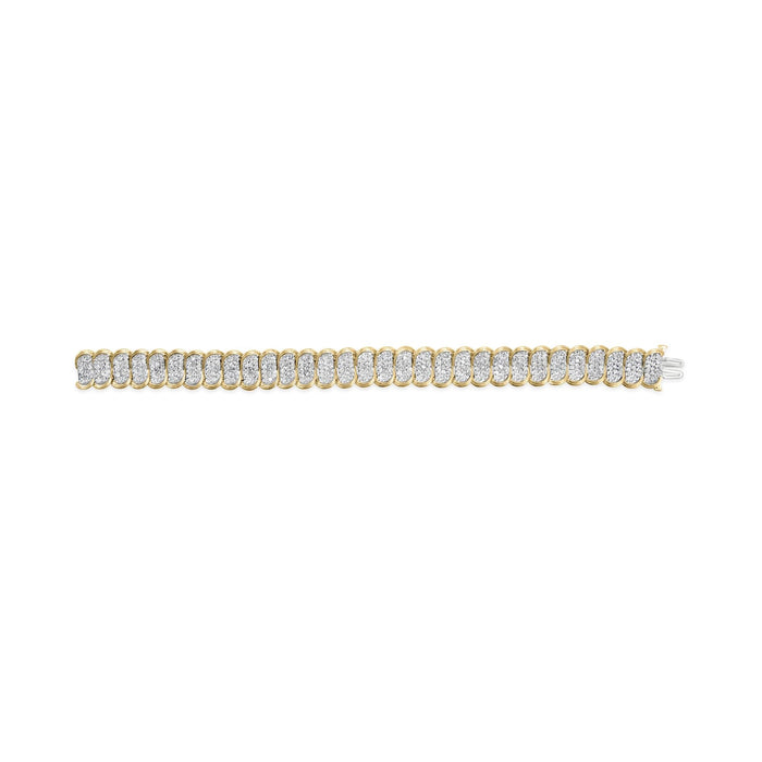 Pulsera de eslabones ovalados con bandas con diamantes de 5 ct. p.t. en oro amarillo de 10K, foto 4