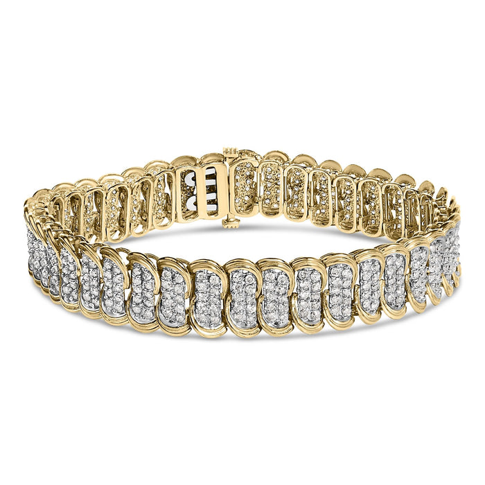 Pulsera de eslabones en S con diamantes de 4 ct. p.t. en oro amarillo de 10K, foto 1