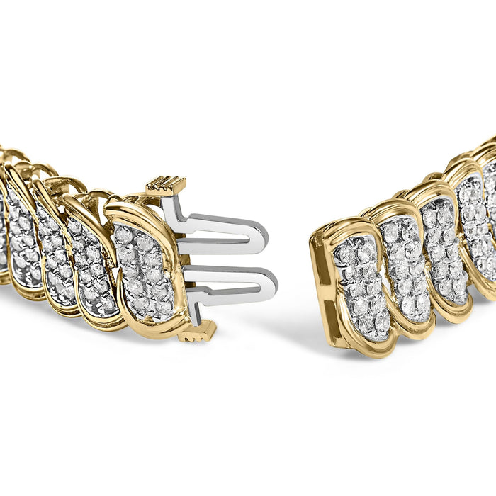 Pulsera de eslabones en S con diamantes de 4 ct. p.t. en oro amarillo de 10K, foto 2