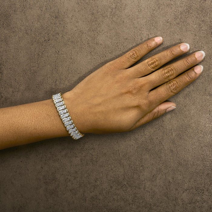 Pulsera de eslabones en S con diamantes de 4 ct. p.t. en oro amarillo de 10K, foto 3