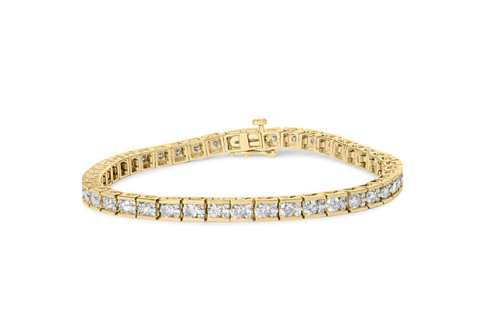 4 Ct. T.W. Channel-Set Round Diamond Tennis Bracelet in 10K Yellow Gold, photo 1