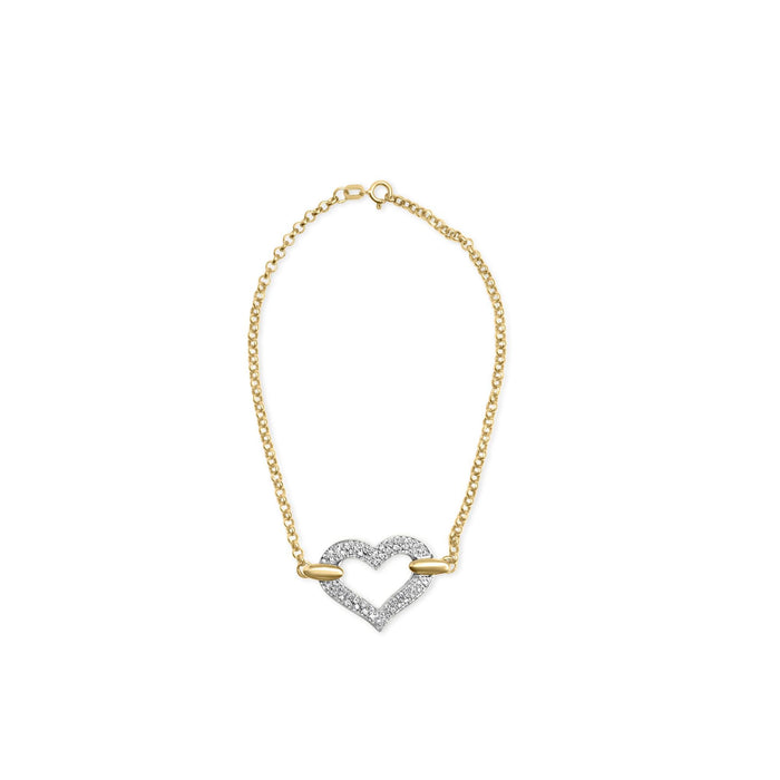 Pulsera con dije de corazón incrustado con diamantes de 1/4 ct. p.t. en oro de dos tonos de 10K, foto 1
