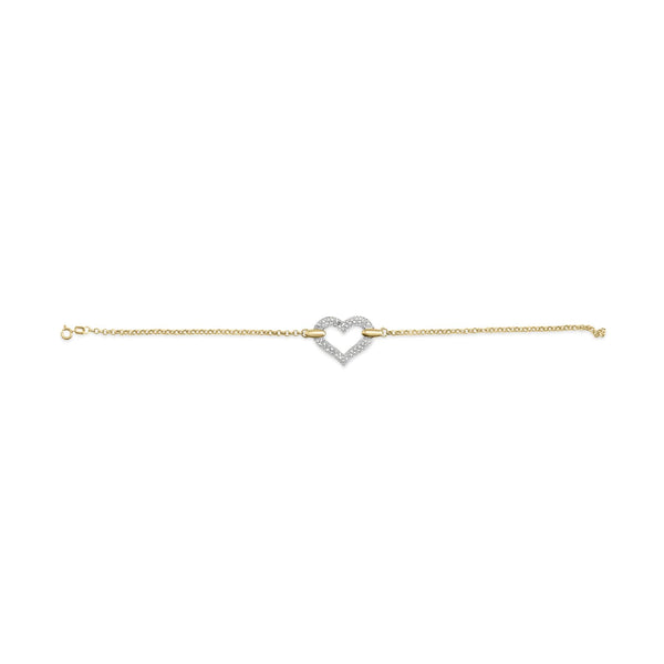 1/4 Ct. T.W. Diamond Encrusted Heart Charm Bracelet in 10K Two-Tone Gold, photo 2