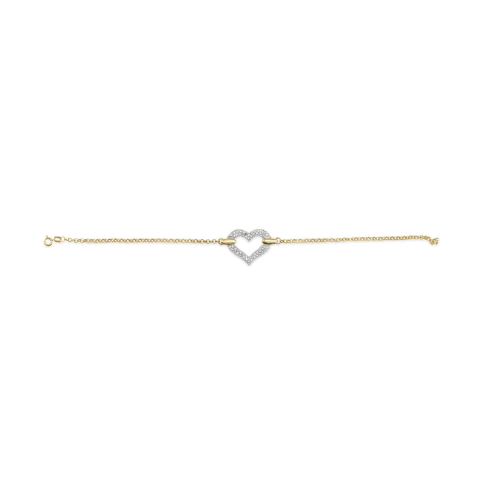 Pulsera con dije de corazón incrustado con diamantes de 1/4 ct. p.t. en oro de dos tonos de 10K, foto 2