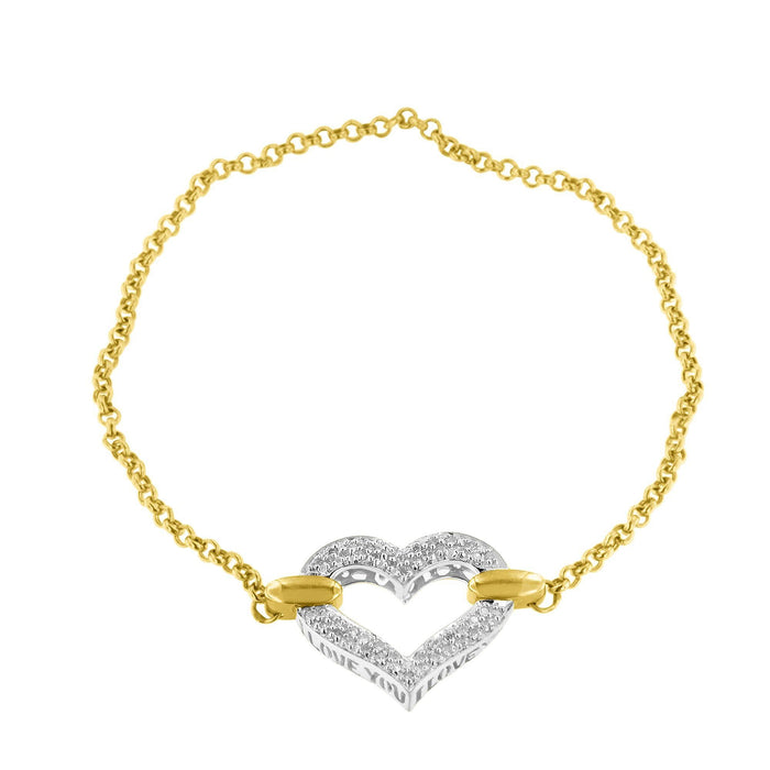 Pulsera con dije de corazón incrustado con diamantes de 1/4 ct. p.t. en oro de dos tonos de 10K, foto 4