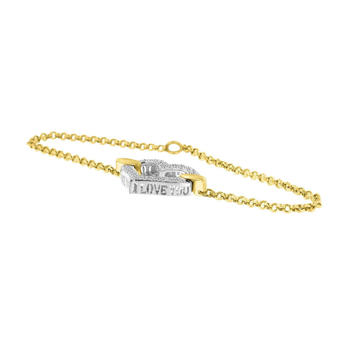 Pulsera con dije de corazón incrustado con diamantes de 1/4 ct. p.t. en oro de dos tonos de 10K, foto 5