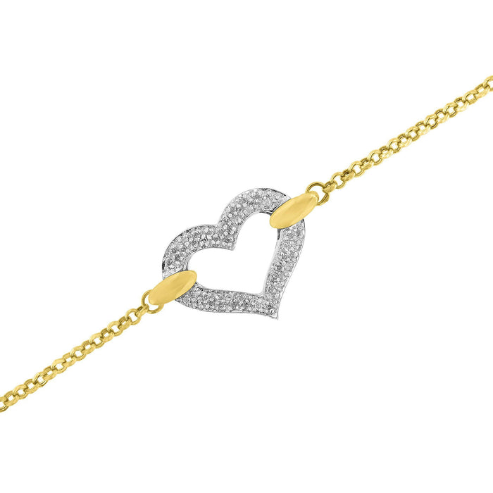 Pulsera con dije de corazón incrustado con diamantes de 1/4 ct. p.t. en oro de dos tonos de 10K, foto 6