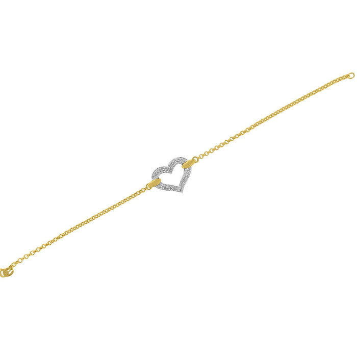 Pulsera con dije de corazón incrustado con diamantes de 1/4 ct. p.t. en oro de dos tonos de 10K, foto 7