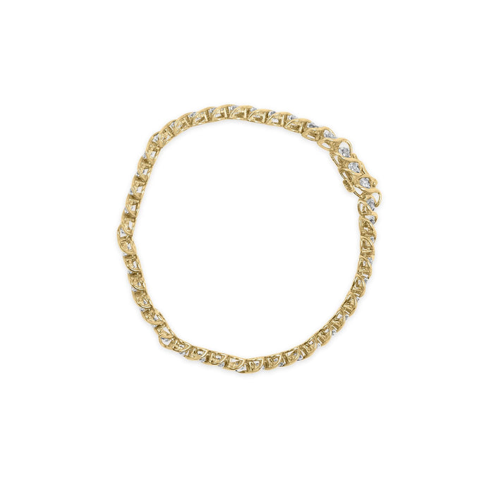 Pulsera de eslabones en espiral con diamantes redondos de 3 ct. p.t. en oro amarillo de 10K, foto 4