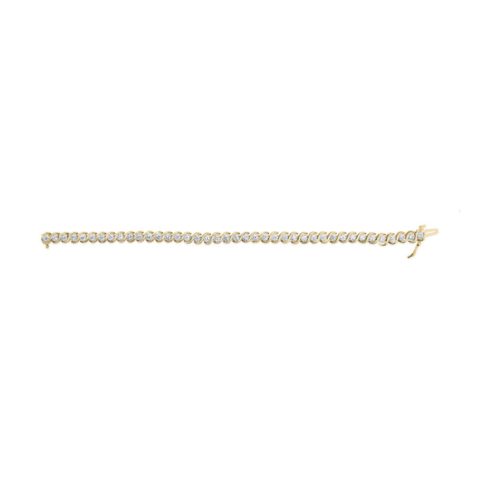 Pulsera de eslabones en espiral con diamantes redondos de 3 ct. p.t. en oro amarillo de 10K, foto 5