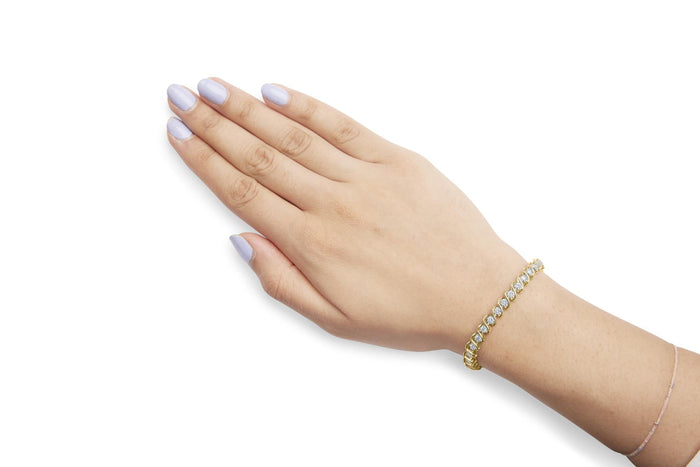 Pulsera de eslabones en espiral con diamantes redondos de 3 ct. p.t. en oro amarillo de 10K, foto 3