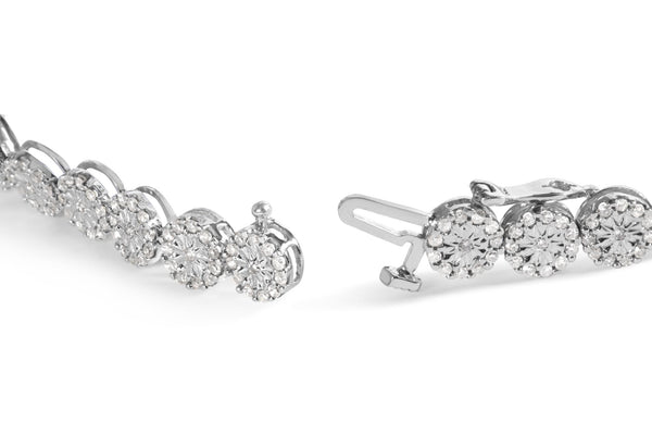 Pulsera tenis de eslabones con halo con diamantes de 2 ct. p.t. en oro blanco de 14K, foto 2