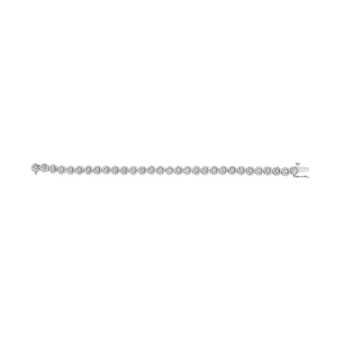 Pulsera tenis de eslabones con halo con diamantes de 2 ct. p.t. en oro blanco de 14K, foto 5