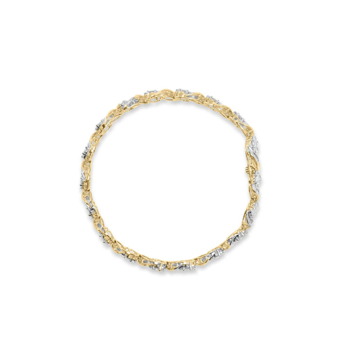 5 Ct. T.W. Round-Cut and Baguette-Cut Diamond Floral Link Bracelet in 10K Yellow Gold, photo 4