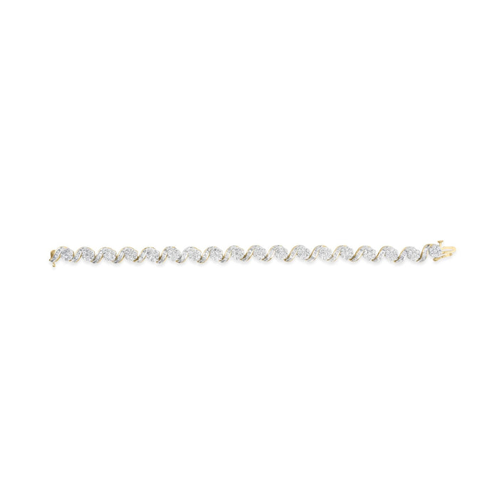 5 Ct. T.W. Round-Cut and Baguette-Cut Diamond Floral Link Bracelet in 10K Yellow Gold, photo 5