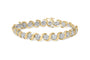 Pulsera de eslabones florales con diamantes redondos de 4 ct. p.t. en oro amarillo de 10K, foto 1