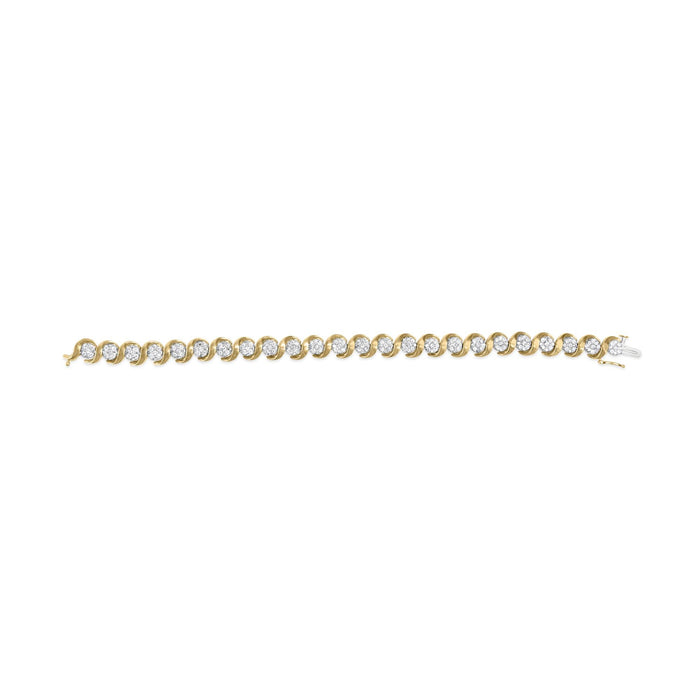 Pulsera de eslabones florales con diamantes redondos de 4 ct. p.t. en oro amarillo de 10K, foto 5