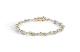 Pulsera de eslabones en S con diamantes de 2 ct. p.t. en oro amarillo y blanco de 10K