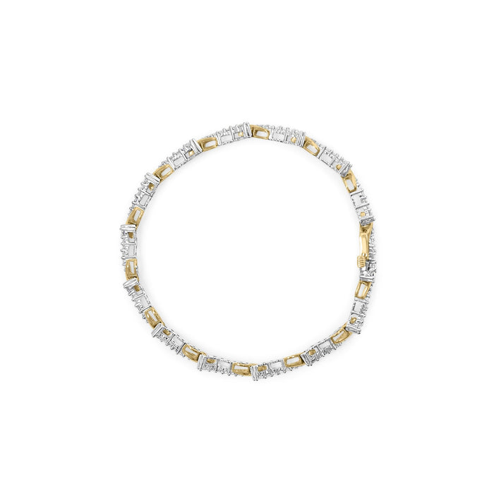 Pulsera de eslabones en S con diamantes de 2 ct. p.t. en oro amarillo y blanco de 10K, foto 4