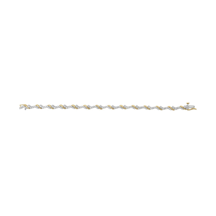 Pulsera de eslabones en S con diamantes de 2 ct. p.t. en oro amarillo y blanco de 10K, foto 5