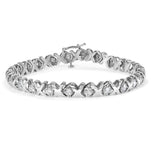 Pulsera de eslabones Xoxo con diamantes talla redonda de 2 ct. p.t. en oro blanco de 10K