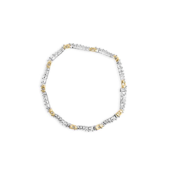 2 Ct. T.W. Diamond X and Wave Link Bracelet in 10K Two-Tone Gold, photo 4