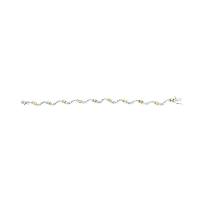 2 Ct. T.W. Diamond X and Wave Link Bracelet in 10K Two-Tone Gold, photo 5