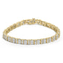 Pulsera tenis alterna de bisel y de garras con diamantes baguette y redondos de 4 ct. p.t. en oro amarillo de 10K, foto 1