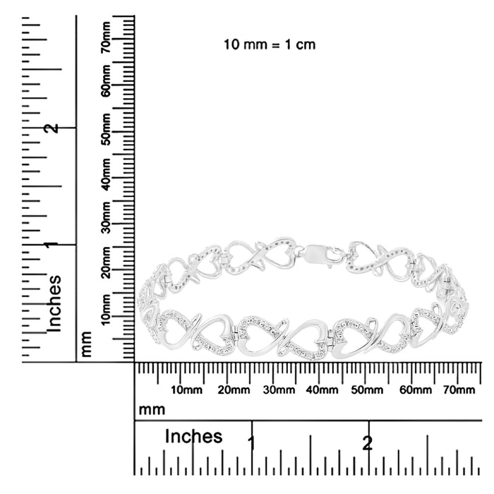 Pulsera de eslabones infinito de doble corazón con diamantes redondos de 1/3 ct. p.t. en plata de ley, foto 6