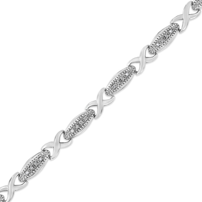 Pulsera de eslabones en X con diamantes redondos de 1/5 ct. p.t. en plata de ley, foto 4
