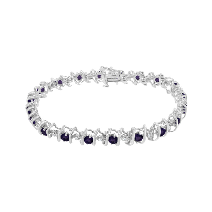 1/6 Ct. T.W. Lab-Grown Birthstone and Round Diamond Tennis Bracelet in Sterling Silver, photo 16