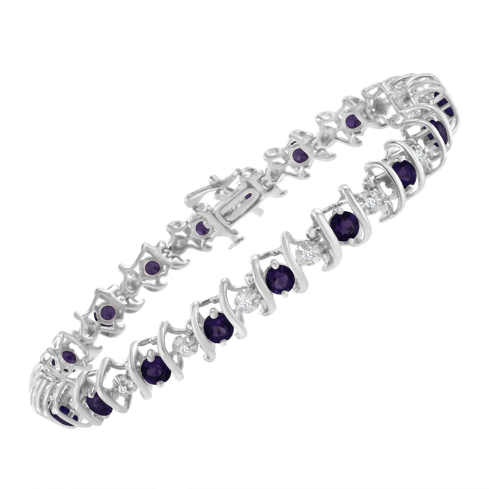 1/6 Ct. T.W. Lab-Grown Birthstone and Round Diamond Tennis Bracelet in Sterling Silver, photo 38