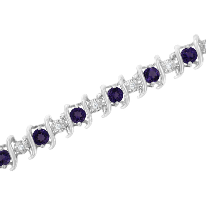 1/6 Ct. T.W. Lab-Grown Birthstone and Round Diamond Tennis Bracelet in Sterling Silver, photo 48