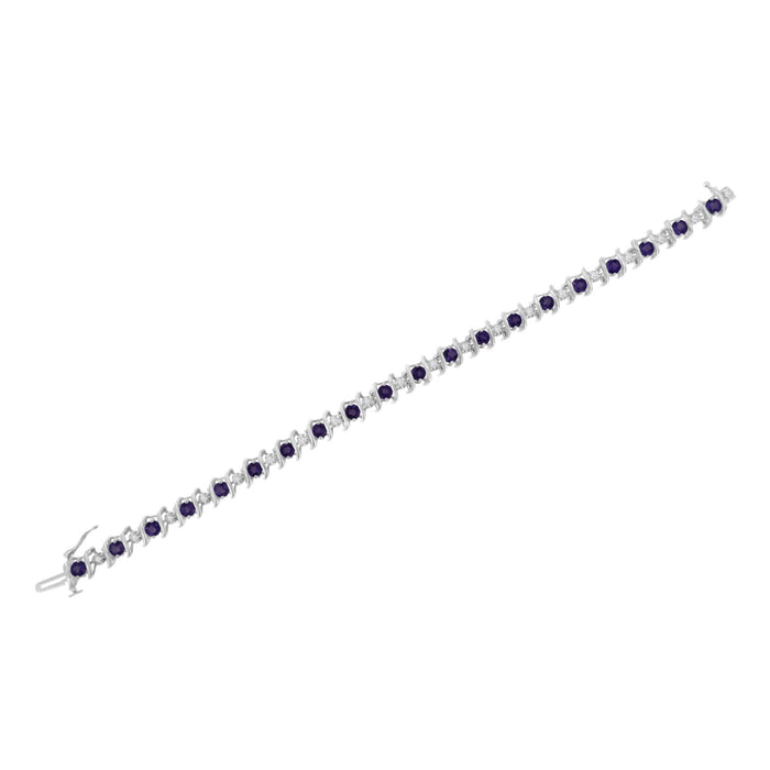 1/6 Ct. T.W. Lab-Grown Birthstone and Round Diamond Tennis Bracelet in Sterling Silver, photo 57