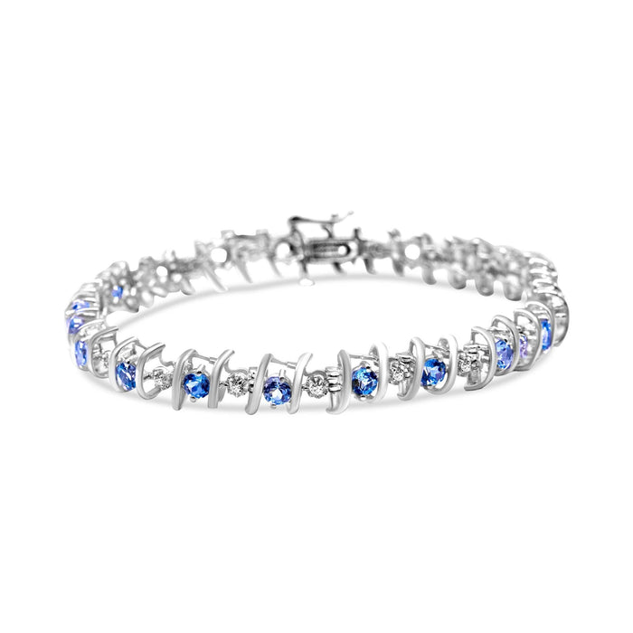 1/6 Ct. T.W. Lab-Grown Birthstone and Round Diamond Tennis Bracelet in Sterling Silver, photo 3